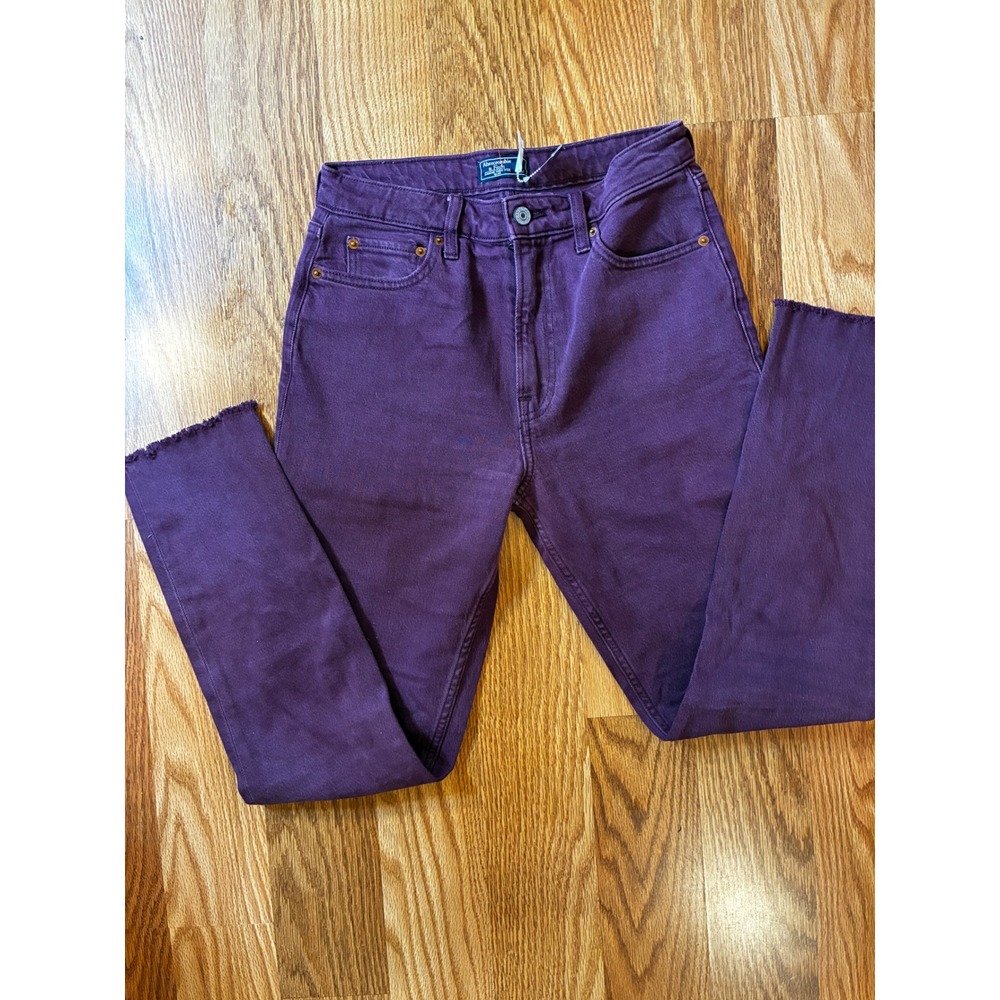 Abercrombie & Fitch Simone High Rise Slim Raw Hem Jeans 26 2R Purple
